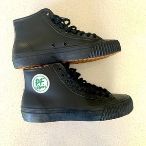 PF Flyers Sandlot Center Stripe Black Leather Sneaker High Top Men Sz 7.5 W9